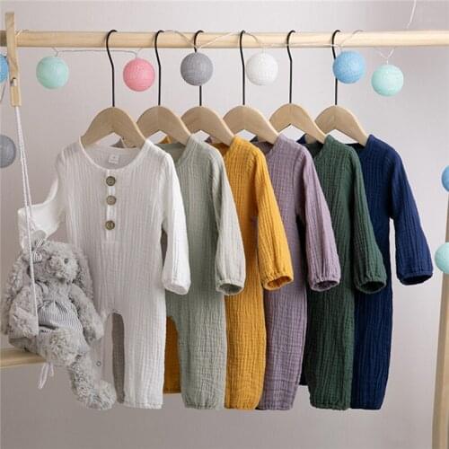 PUDCOCO Newborn Baby Girls Boys Linen Romper Long Sleeve Jumpsuit Playsuit Outfit Summer Clothes 0-24M