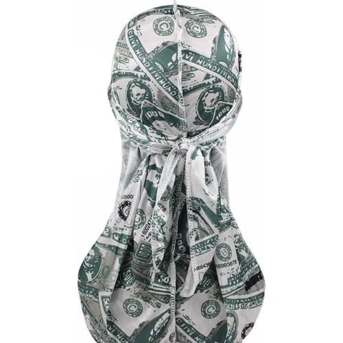 Men Durag Satin Fabric Money Pattern Turban Printing flag Bandanna Silky Doo rag