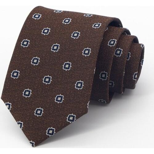Brown 8CM Tie for Men Mariage Business Dresses Office Gentleman Necktie High Quality Fashion Cravate Wedding Gifts (Box)