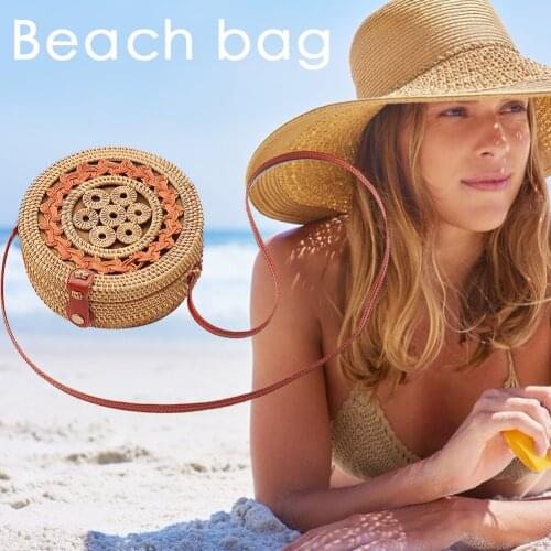 Newest Shoulder Bag Home Storage Holder Womens Rattan And Wicker Round Shoulder Bag Outdoor Beach Bag Summer Travel Bags