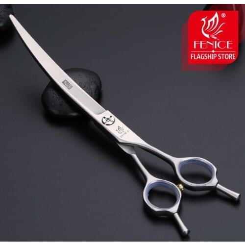 Fenice 7.5 inch Stainless Steel Curved Blade Scissors Upward Scissors Pet Dog Grooming Scissors Shears Pet Scissors Dogs Product
