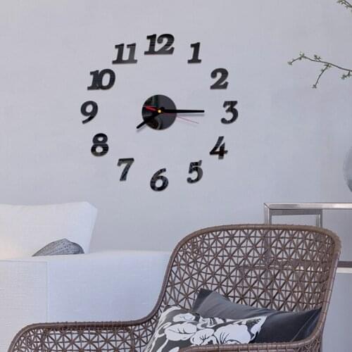 Creative personality full digital wall clock acrylic wall clock paste mute clock home decoration