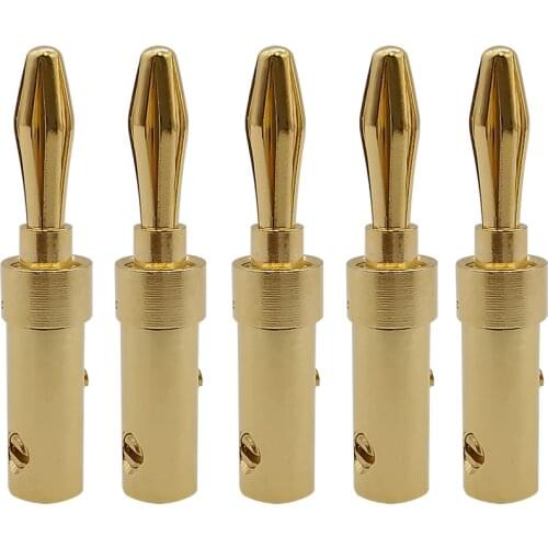 Gold-plated Copper Banana Connector Solder-free 4mm Banana Plug Audio Speaker Cable Connectors for Amplifier Jack