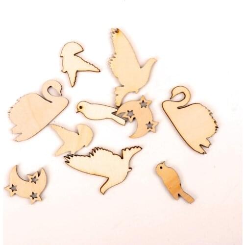 Lovely Birds Pattern Wooden Scrapbooking Painting Collection Craft Handmade DIY Accessory Home Decoration 28-52mm 10pcs