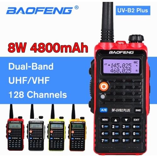 BAOFENG 8W UV-B2 PLUS Walkie Talkie 4800mAh VHF UHF Amateur Portable Ham CB Radio Scanner FM Transceiver High Power Intercom B2