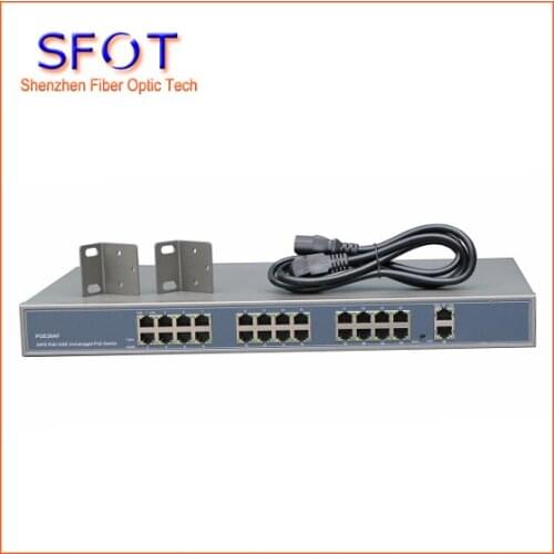 POE Reverse Switch, 2 Port SFP + 24 Port FE Rj45 Operational PD Switch