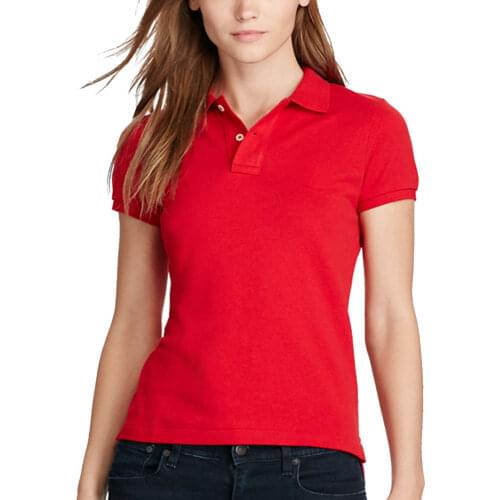 High Quality Summer New Style Ladies Short Sleeve Polo Shirt Solid Color Lapel Polos 100% Cotton Fashion Slim Golf Shirt Sports