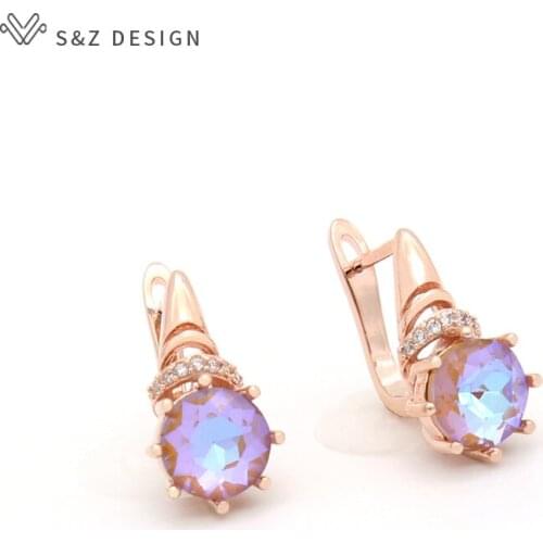 S&Z DESIGN New Arrivals Korean Fashion Lovely Simple Round Cubic Zirconia Crystal Dangle Earrings For Women Wedding Jewelry