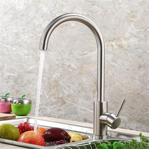 Hot And Cold Water Mixer Sink Tap Single Handle Kitchen Faucets Stainless Steel Swivel 360 Degree Bathroom Basin Tap for Kitchen