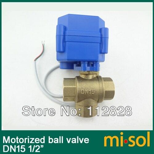 3 way motorized ball valve DN15 (reduce port), electric ball valve( T Port), motorized valve