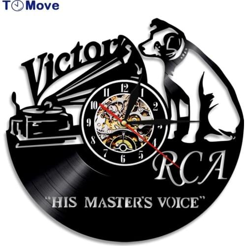 Victor Nipper Dog Vintage Vinyl Record Clock RCA Victor Dog His Masters Voice Musical Dog Wall Clock Rock n Roll Music Gift