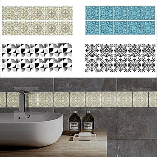 10Pcs Waterproof Tiles Wallpaper Self Adhesive Bathroom Kitchen Home Wall Decor DIY Floor Table Stickers Backsplash Tile Stick