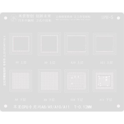 MIJING 0.12mm Japan Steel Tin Net for Iphone 6 7 8 X XS MAX Ipad Wifi NAND A8 A9 A10 A11 CPU BGA Reballing Stencils Square Holes