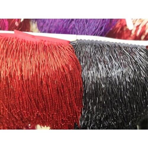 YG-17 red and black color 5 yards beaded tassel fringe for dress or clothes decoration or for dance dress