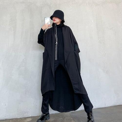 Womens Windbreaker Solid Womens Autumn Coat Loose Casual Womens Long Trench Coat Sashes Asymmetrical Womens Trench Coat 2021