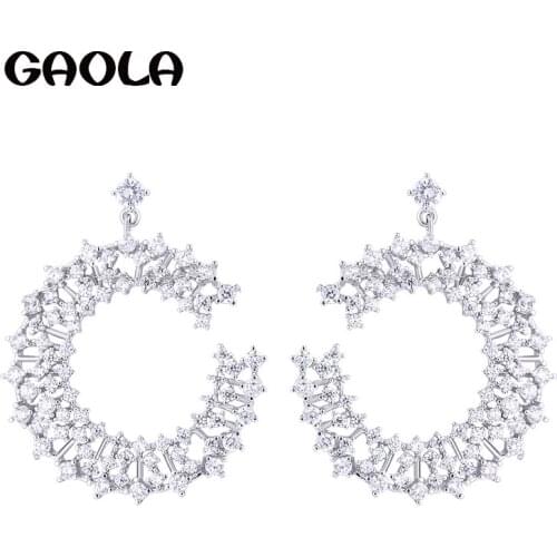 GAOLA New Design Round Cubic Zirconia Stud Earrings Women Fashion Earring GLE6295