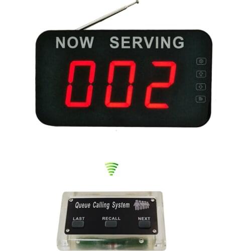 1 Screen 1 Buzzer Professional Wireless LED 3-digit Display and NEXT Button Simple Queue Manage System
