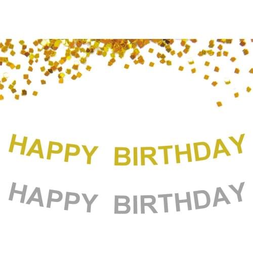 1 set Glitter Gold Silver Hollow Letter Happy Birthday Banner For Kids Birthday Party Decoration Banner YL-006