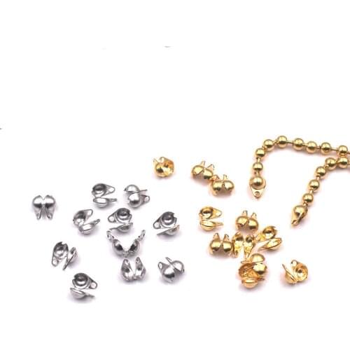 100pcs/lot 316L Stainless Steel Crimps Beads End Clasp Connector for DIY Handmade Round Ball Beaded Chain Jewelry Making Finding