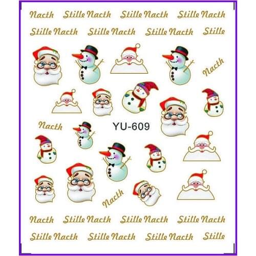 1X Water Stickers Nail Decals Stickers Water Transfers Decal Xmas Chrismas Santa Clause YU609-614