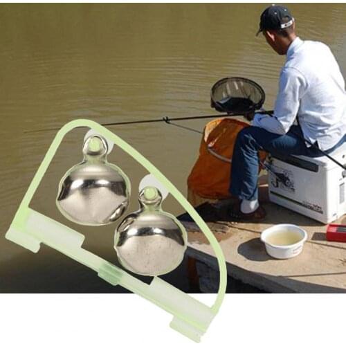 20 pieces/set of light-absorbing fishing bell alarm function Green night fishing rod tip clip-shaped alarm double bell bell