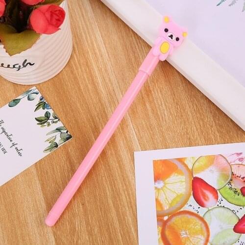 20PCs Creative Patch Silicone Bear Cartoon Animal Gel Pens students Gel Ink Pen School Stationery Office Suppliers Pen Kids Gift