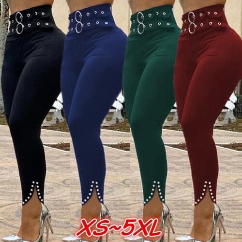 2021 Spring and Autumn Women High Waist Solid Color Plus Size Long Pant Woman Pants Plus Size Clothes S-5XL