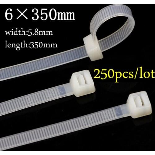 250pcs/lot 6*350mm National Standard White Black Milk Cable Wire Zip Ties Self Locking Nylon Cable Tie cargo buckle straps