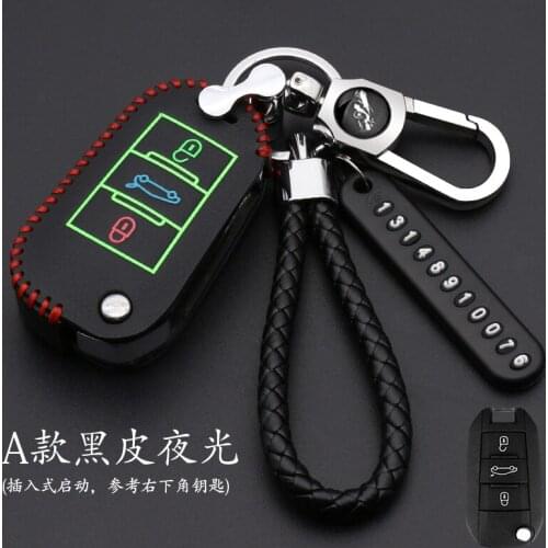 3 Button Leather Car Key Case for Peugeot 3008 208 308 508 408 2008 Protector Cover Holder Skin Car Accessories