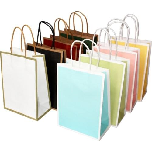 10pcs/lot Small Gift Bag Baking Bag Takeaway Tea Bag Shopping Clothing Bag Kraft Paper Bag Tote Bag