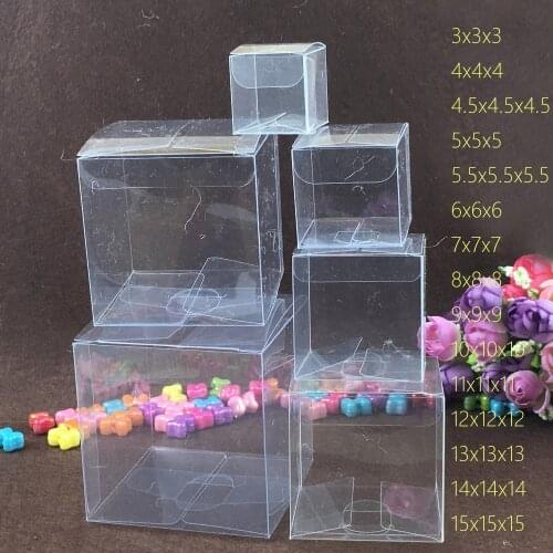 50pcs Square Plastic Box Storage PVC Box Clear Transparent Boxes For Gift Boxes Wedding/Tool/Food/Jewelry Packaging Display DIY