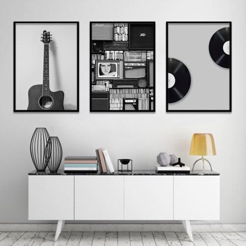Abstract Wall Art Classical Music Guitar Record Nordic Canvas Posters and Prints for Living Room Bedroom Corridor Decoration