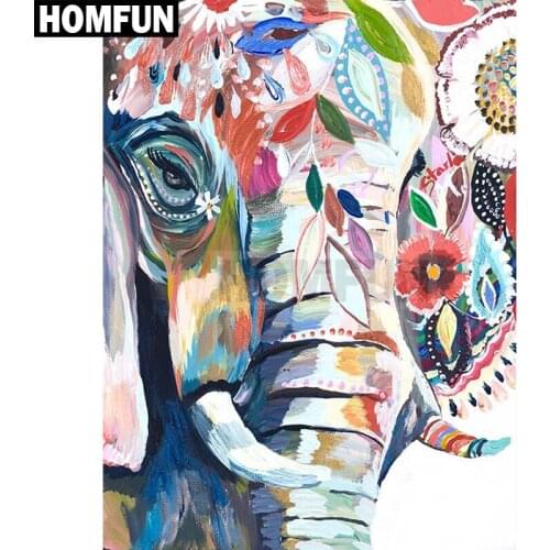 HOMFUN Full Square/Round Drill 5D DIY Diamond Painting "Animal elephant" 3D Embroidery Cross Stitch 5D Decor Gift A00310