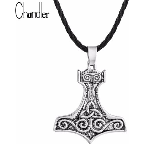 Chandler Huge Thor Hammer Mjolnir Necklace Viking Amulet Hammer Scandinavian Pendant Norse Jewelry Celti Knot Colier