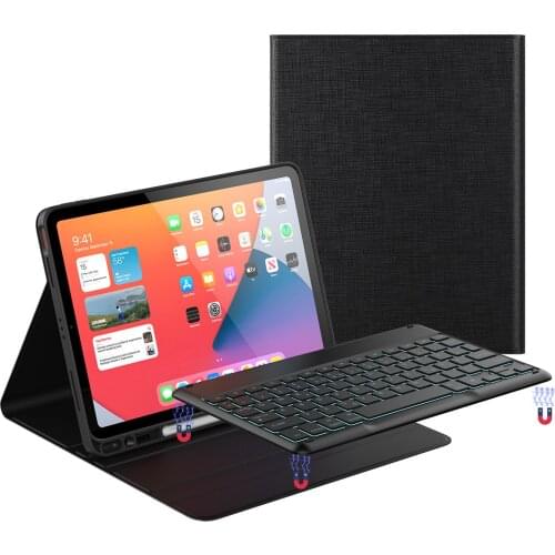 For Apple iPad Pro11 2018 2020 Keyboard Case iPad Air 4th 10.9'' Cover German 7color Backlit with Pen Slot Bluetooth Keyboard