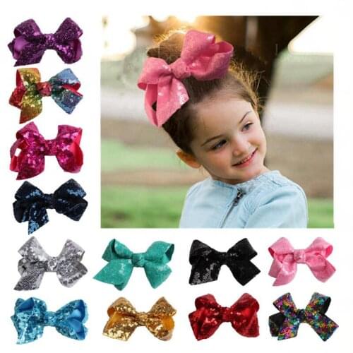 11cm Baby Girl Sequin Hair Clips Kids Solid color Barrettes 13Colors