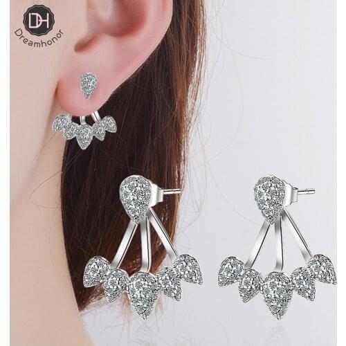 Dreamhonor 2021 Fashion 925 Sterling Silver Crystal Rhinestone Zirconia Stud Earrings Jewelry Accessories