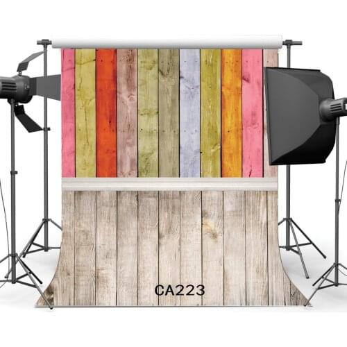 Photography Backdrops Multicolor Painted Wood Wallpaper & Wreathered Stripe Wooden Floor Toddlers Portraits Background