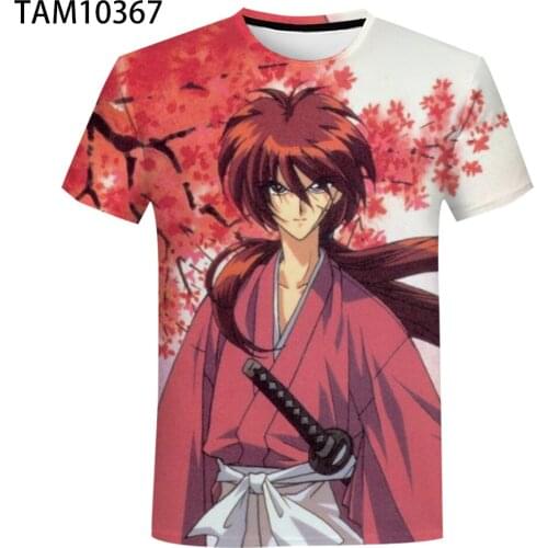 Rurouni Kenshin T-shirt Anime 3D Printing Streetwear Japanese Samurai Fashion Oversized T-shirt Mens Womens Harajuku Tops