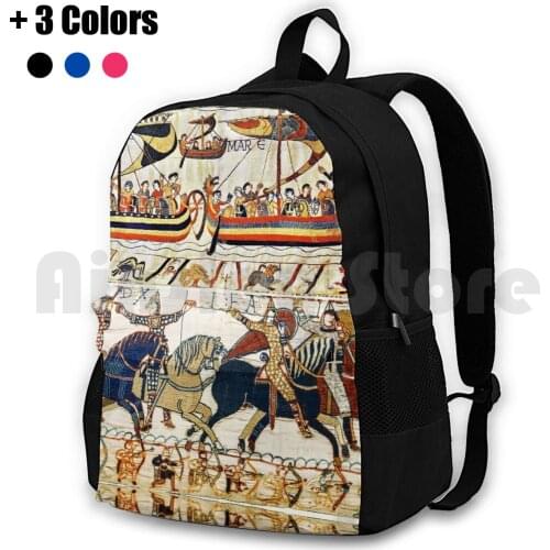 The Bayeux Tapestry , Battle Of Hastings , Norman Knights Horseback , Arhers And Viking Ships Outdoor Hiking Backpack