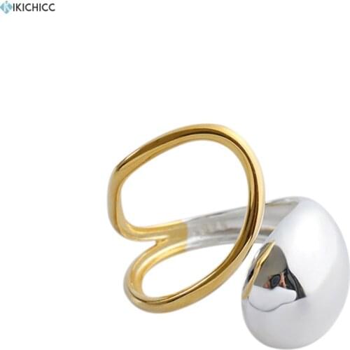 Kikichicc 925 Sterling Silver Gold Irregular Luxury Resizable Rings New 2020 Rock Punk Fashion Fine Jewelry Luxury Jewelry