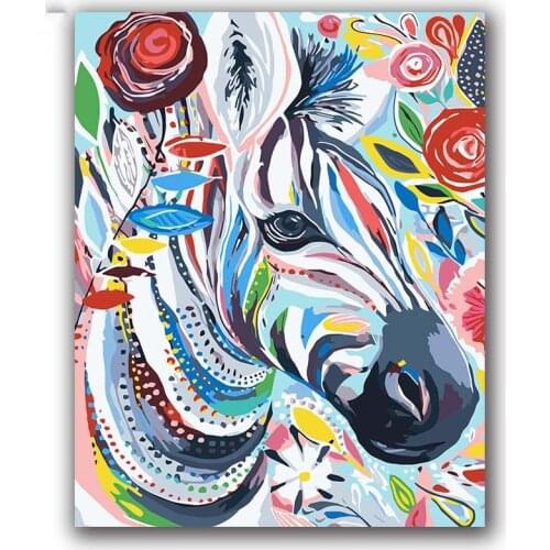 Colorful Cow abstract painting by numbers animals on canvas drawing for coloring with paint package hoom decor