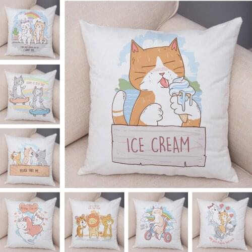 Loverly Pet Cat Pillow Case Cute Animal Cushion Cover for Children Room Sofa Home Car Decor Cartoon Plush Pillowcase 45x45cm