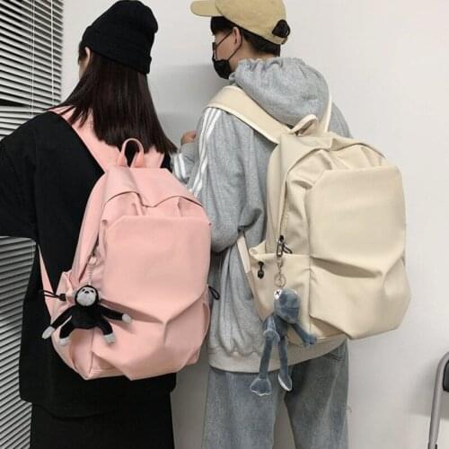 Fashion Korean Version Simple And Versatile Personality Fold High School Students Solid Color Backpack Girls Schoolbag Mochila