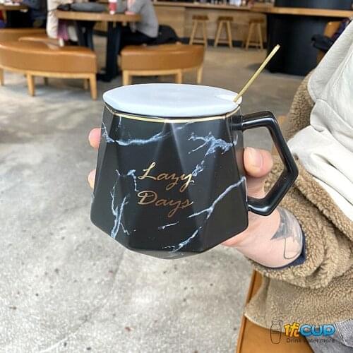 Nordic Ins Marble Creative Ceramic Cup Diamond Office Business Mug Large Capacity Coffee Tea Cup
