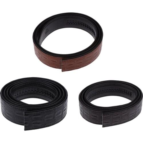 Mens Replacement Faux Leather Automatic Trouser Business Waistband Strap Belt No Buckle