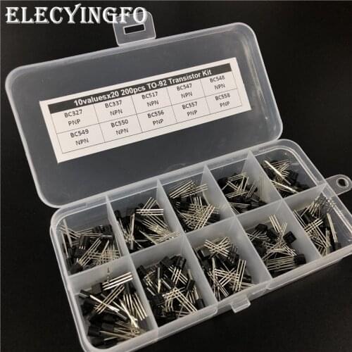 10Values x20 200pcs TO-92 Transistor Assortment Assorted Kit BC327 BC337 BC517 BC547 BC548 BC549 BC550 BC556 BC557 BC558