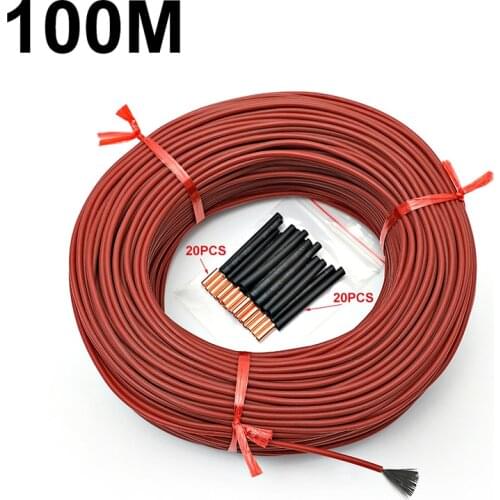 100meters 33 ohm Silicone rubber carbon fiber heating cable heating wire DIY special heating cable for heating supplies