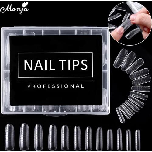 Monja 120 Pcs Full Cover Multi-size Nail Art Quick Building Mold Tips False Nail Extension Mould DIY Profeesional Manicure Tools