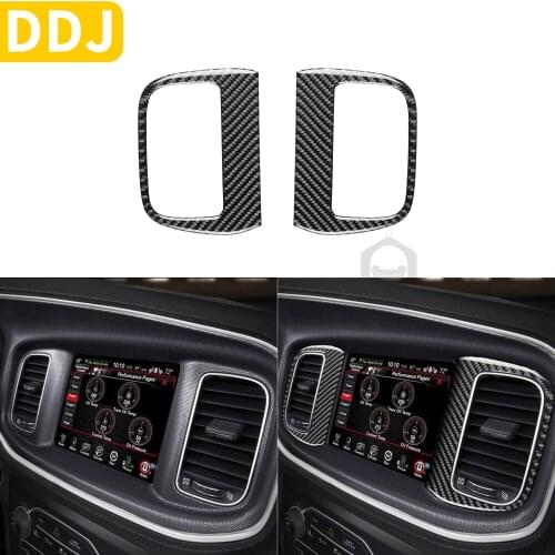 Center Air Vent Frame Sticker For Dodge Charger LD 2015+ SE RT Carbon Fiber 3D Interior AC Outlet Cover Tuning Car Accessories